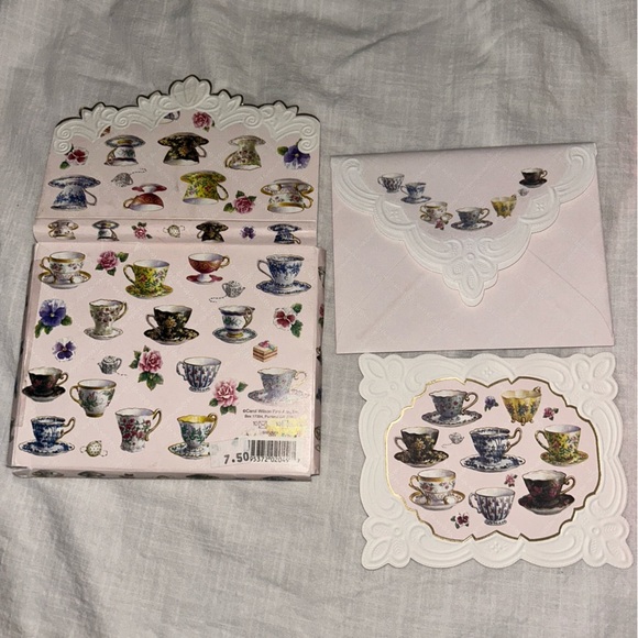 Other - Elegant Tea Cup Paper Blank Cards 5 ct
